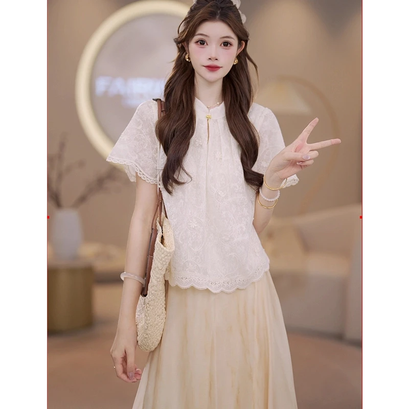 【套装】马克华菲女装法式高级刺绣套装半身裙两件套 X