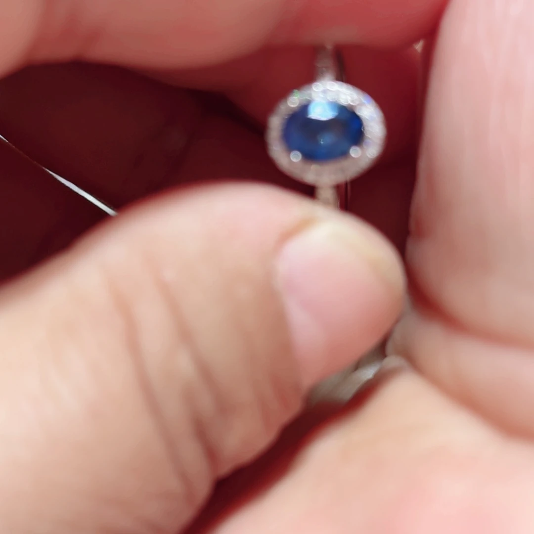 蓝宝石戒指银S925镶嵌国首质检