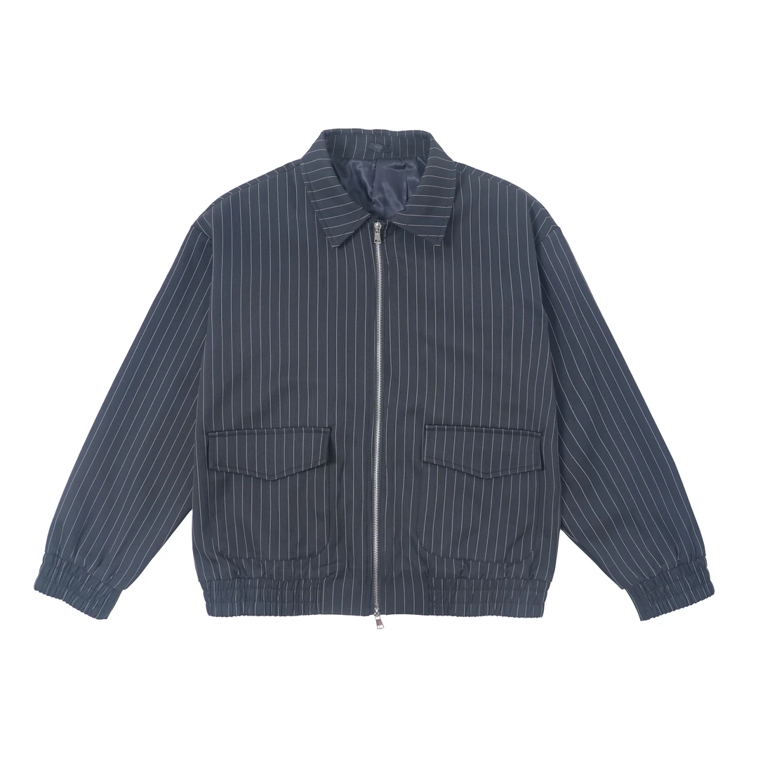 店庆价 马丁叔叔 25春款上新高级感轻奢条纹翻领拉链夹克套装