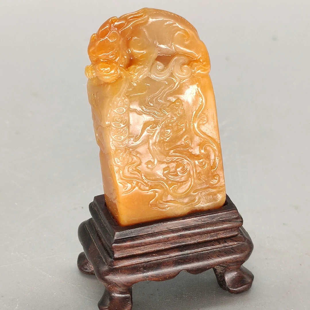 国石/寿山田黄石瑞兽呈祥方章（林永昌）/田黄石/ST1847