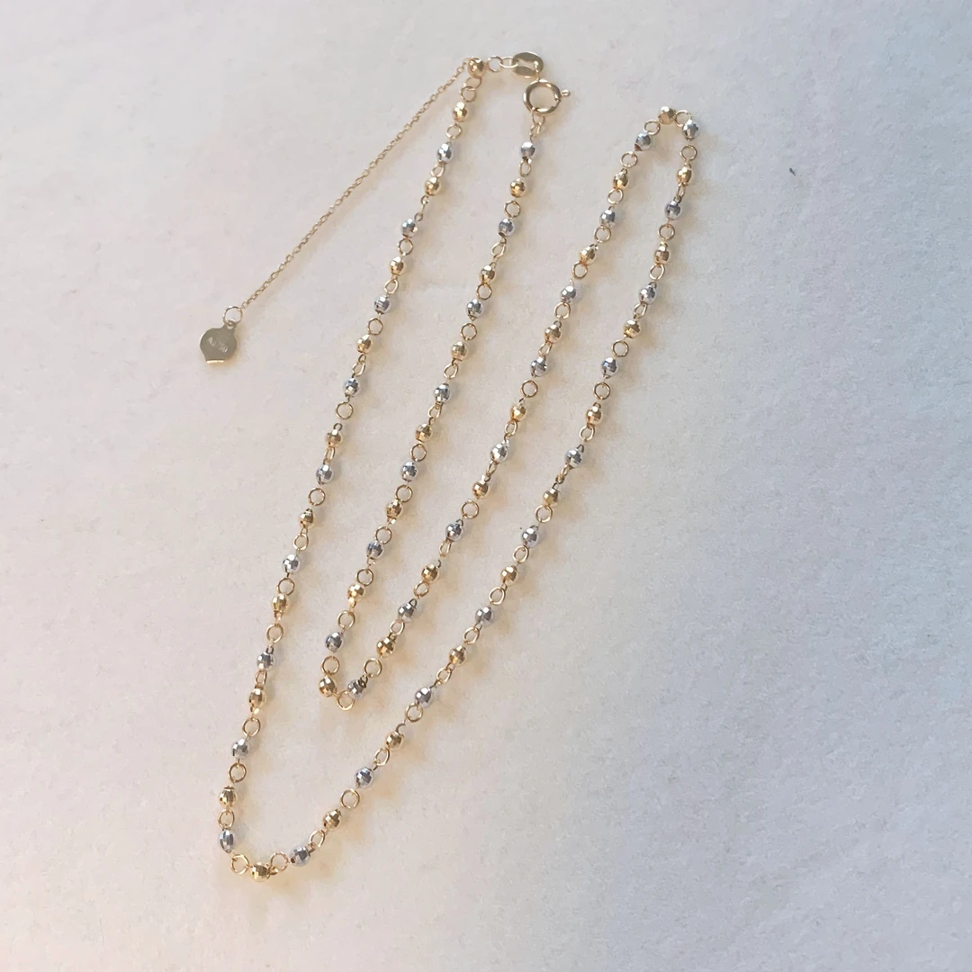 【子萱珠宝】18K金双色珠叠影项链