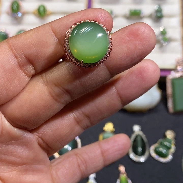 和田玉（碧玉）银S925镶嵌颈饰