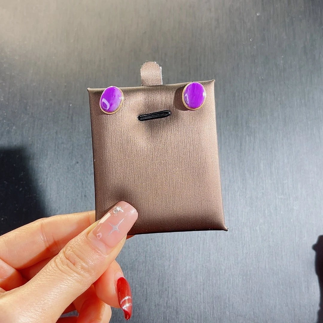 苏纪石（舒俱来）耳钉18K金镶嵌