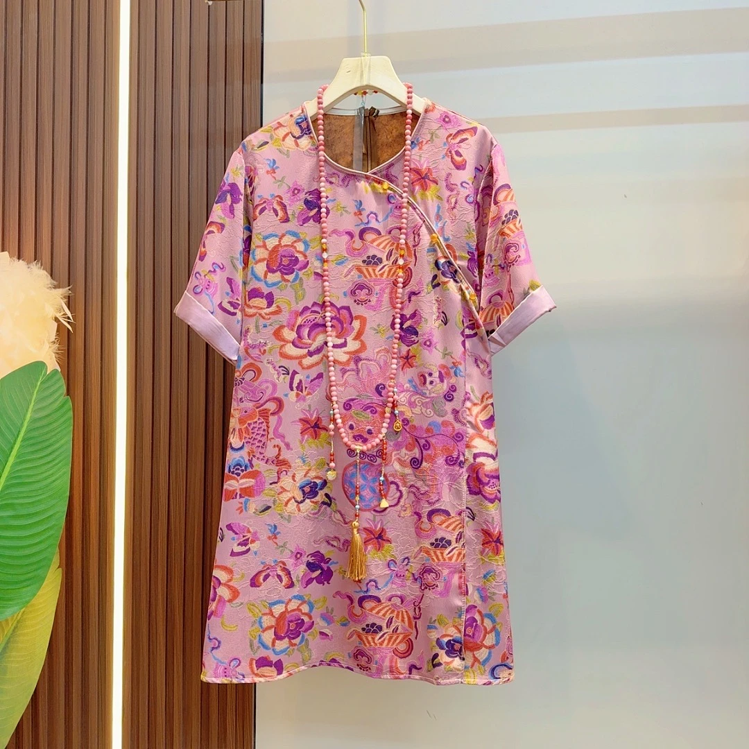 夏季新款复古国风大衫新中式宽松百搭显瘦中长款6795