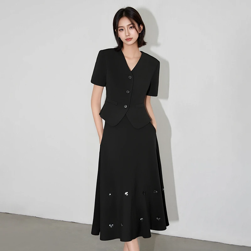 夏季收腰西装套装裙两件套女高级感显瘦气质西装套装SHBZU651607