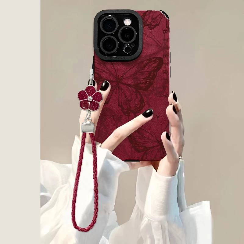 适用于苹果16/15华为/oppo/vivo简约蝴蝶手机壳创意流行硅胶新款