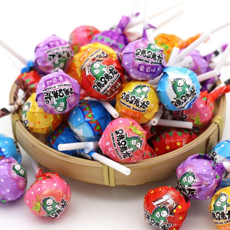 跳跳龙棒棒糖水果多口味散装儿童节休闲零食网红糖果扎婚车
