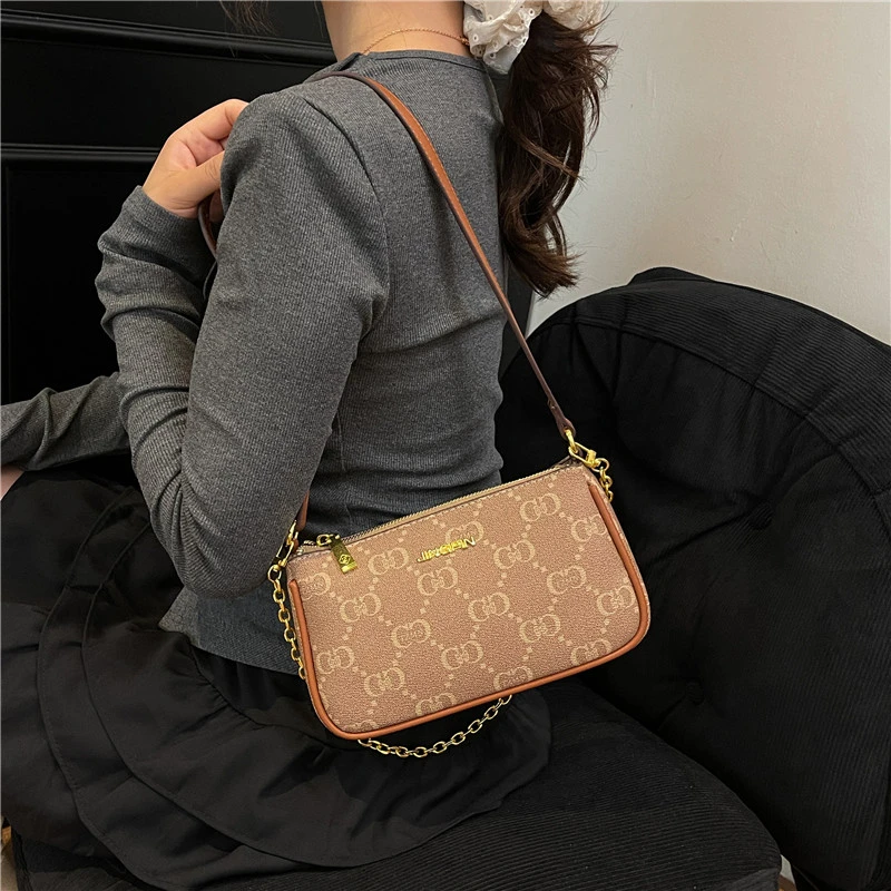 手提麻将包包女2025夏季新款潮时尚女士腋下包撞色百搭单肩斜挎包