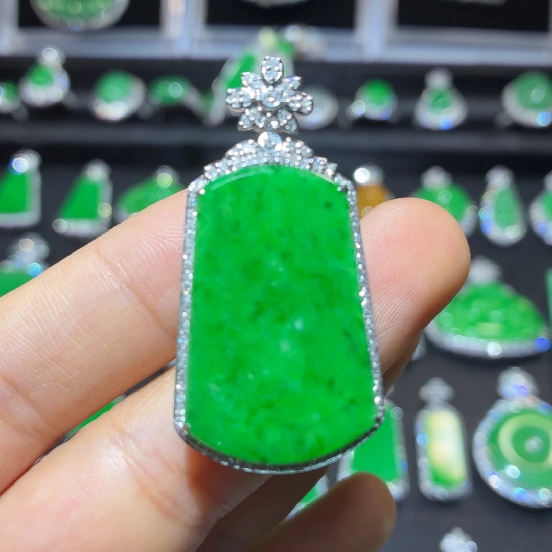 翡翠18K金镶嵌吊坠(不含链)翡翠