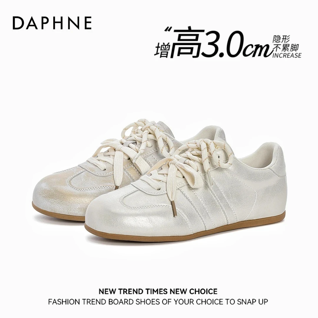 达芙妮夏季新款学院风小众休闲鞋女百搭双系带平底擦色德训鞋单鞋