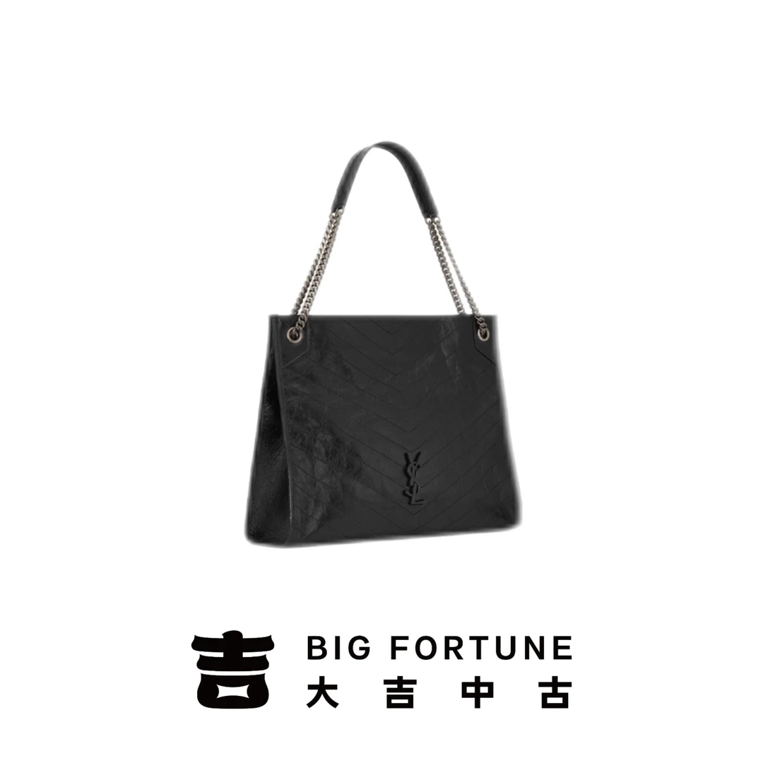 95新 YSL/圣罗兰 大吉中古3/Ysl黑银shopping bag单肩包