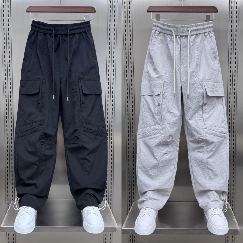 2025夏季薄款日系潮牌小脚工装休闲裤男士宽松百搭青年痞帅哈伦裤