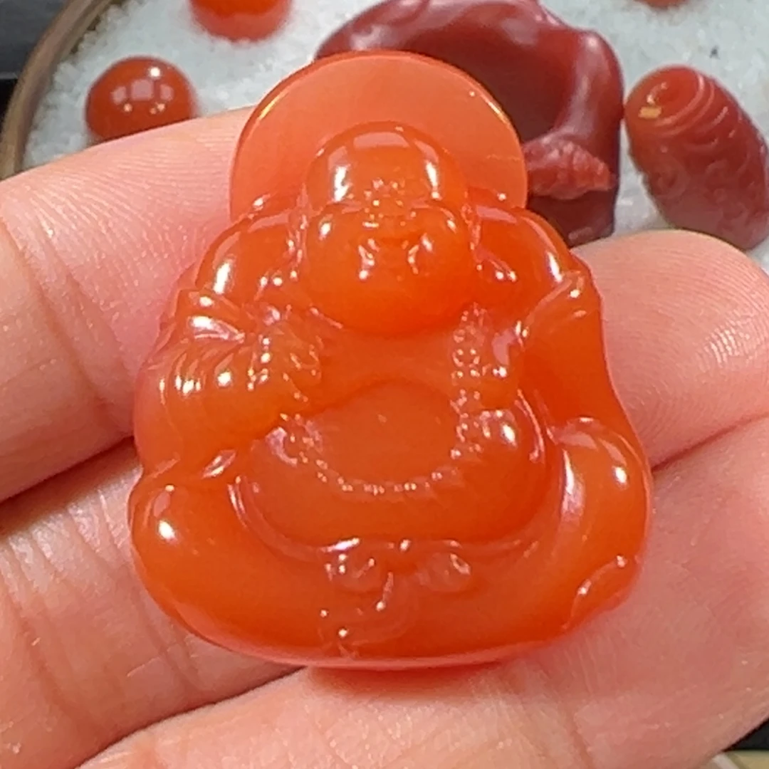 南红玛瑙未镶嵌笑口常开39*25.5*12mm