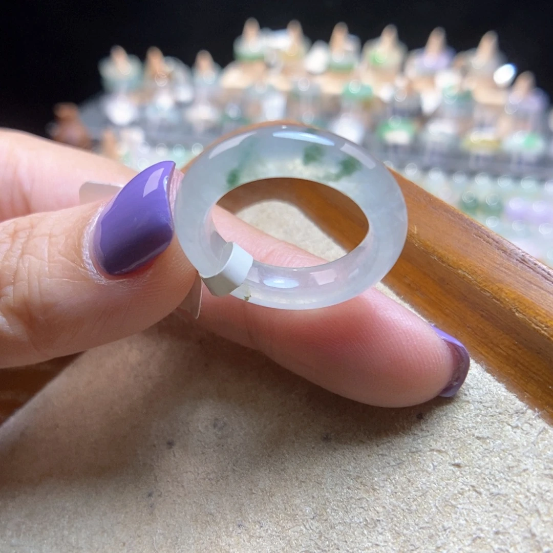 翡翠未镶嵌戒指14.5号飘花戒指