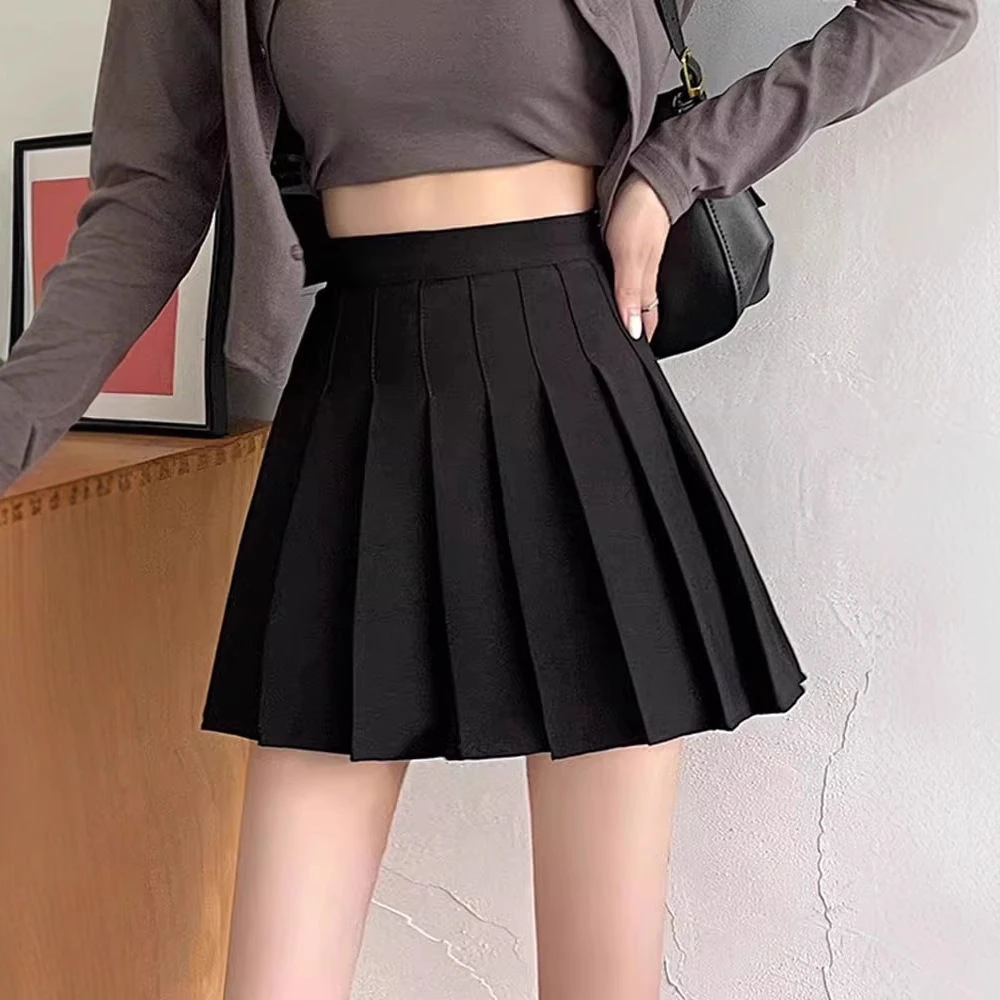 黑色百褶裙女夏季2025新防走光学院风短裙高腰字小个子半身裙夏季