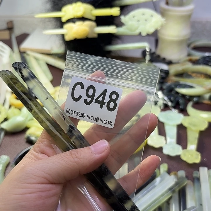 蛇纹石玉合金发饰小****爱