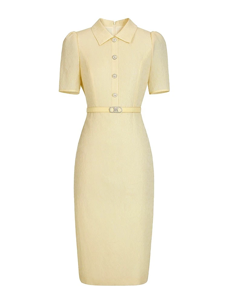 MO ZUO-401夏季新款修身显瘦气质收腰中长款连衣裙