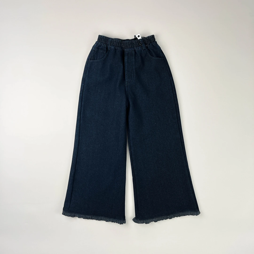 D6155 2025秋冬女童牛仔裤长裤加绒加厚喇叭裤一体绒中大童