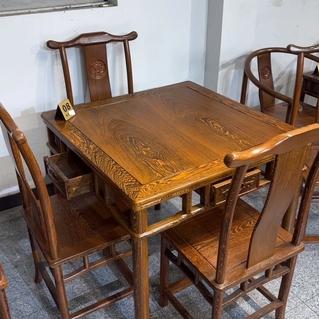 鸡翅木类成套家具90✖️90高78一桌四椅