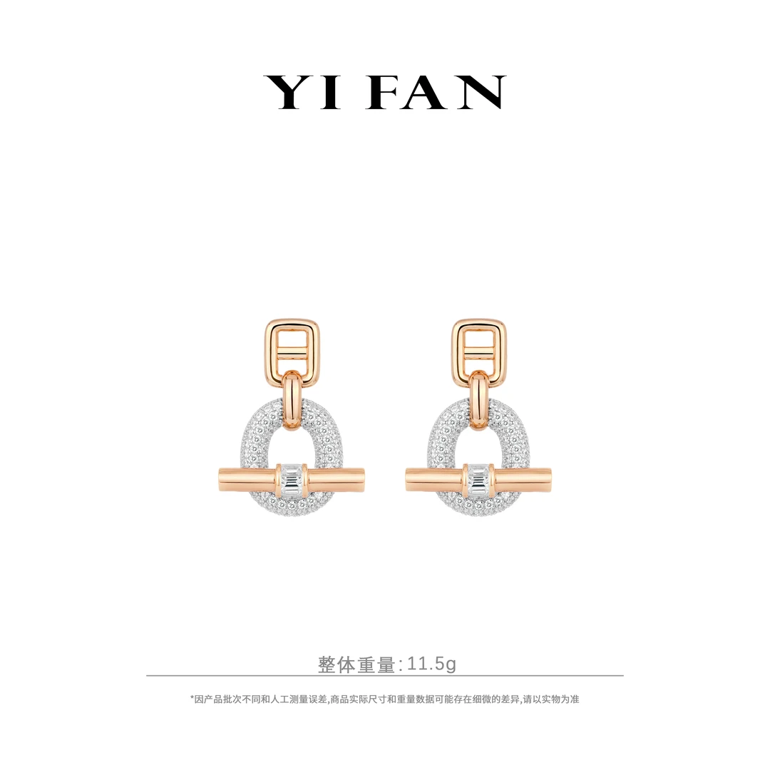 925银合成锆石耳饰 30441-错金满钻OT豪镶百搭耳环
