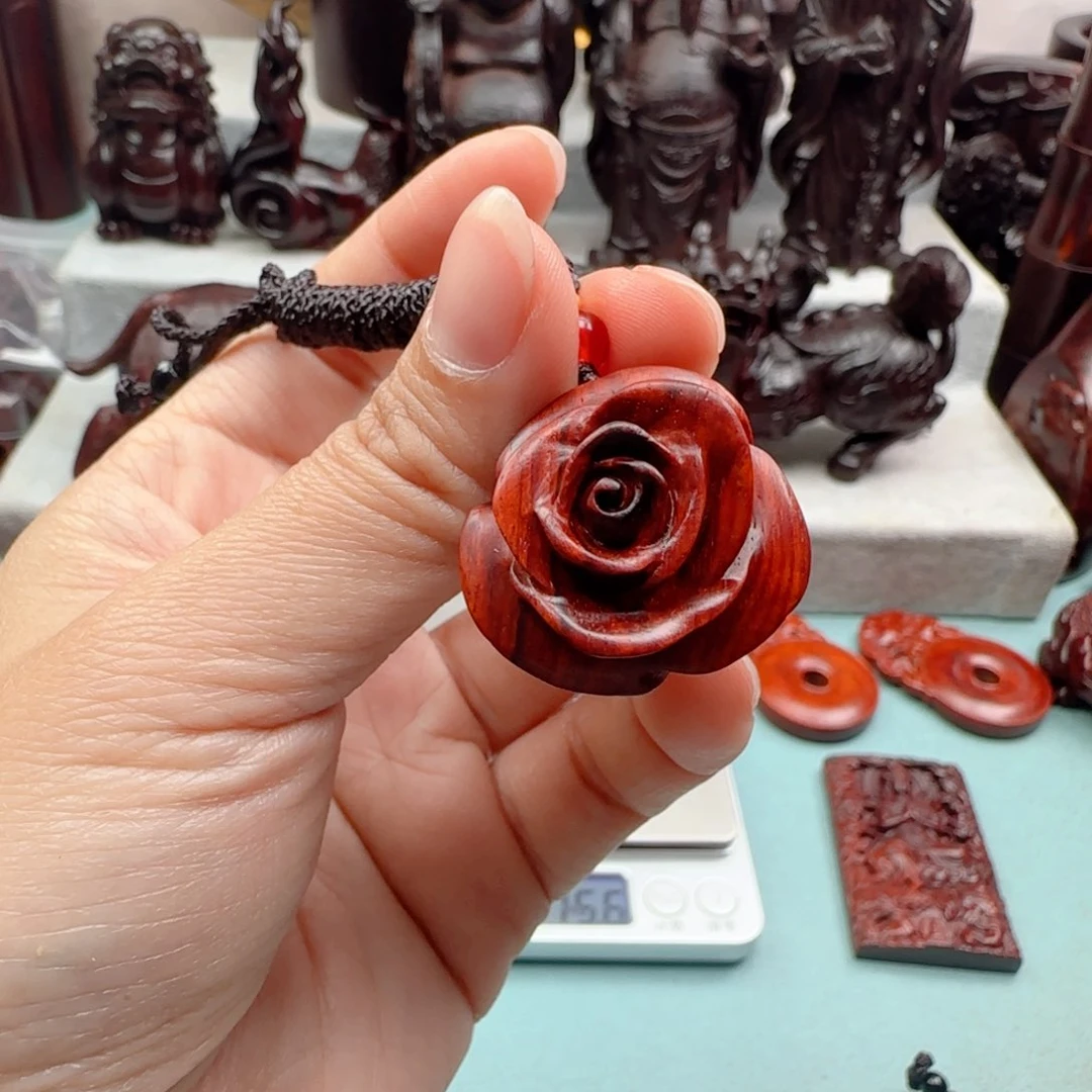 小叶紫檀把件秋*…玫瑰花