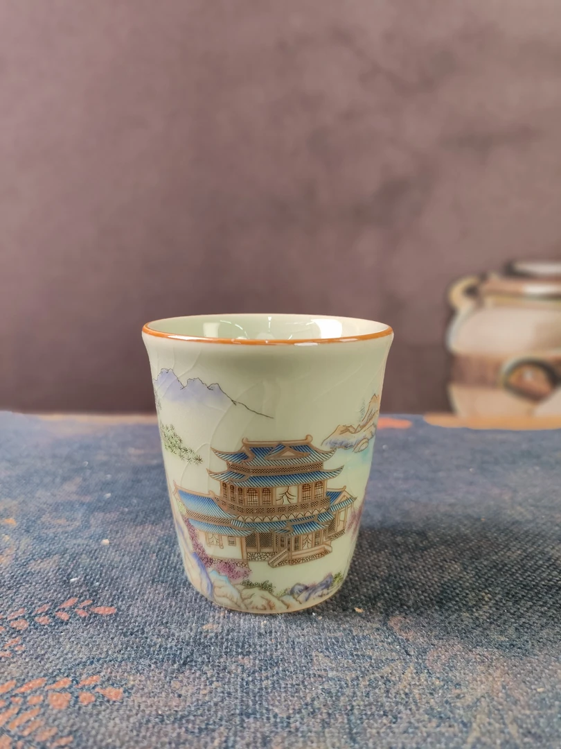 F157-汝窑世外桃源可乐杯（小号）HSF2