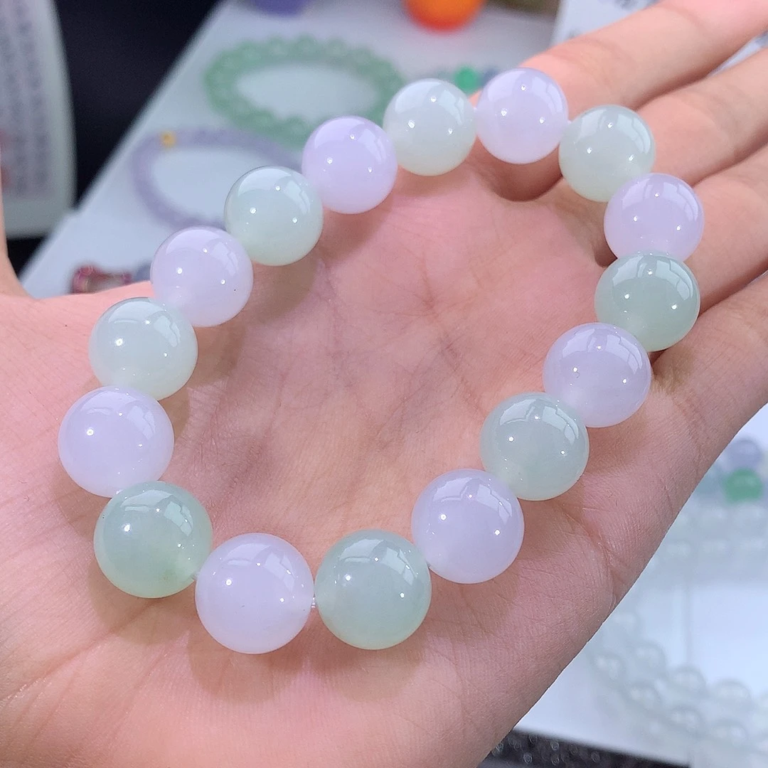 未镶嵌手链翡翠翡翠冰胶双彩手串