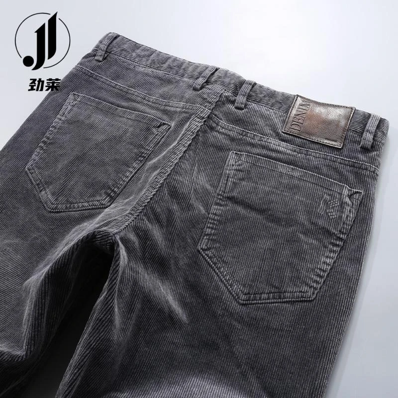 劲莱秋季厚款炒雪花工艺水洗灯芯绒男裤子百搭做旧男士直筒长裤