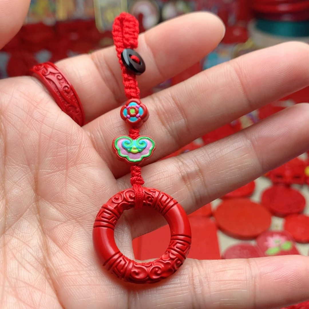 天然辰砂工艺品朱砂钥匙扣