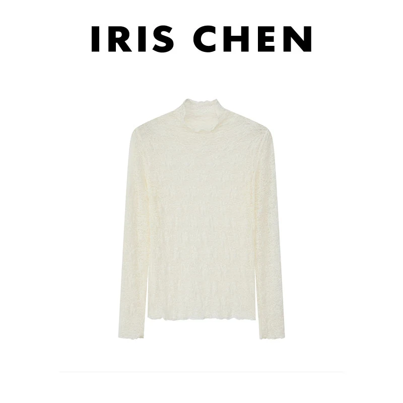 IRIS CHEN 蕾丝打底 2025秋款“蕾丝堆堆领”时髦显瘦打底衫25SY678