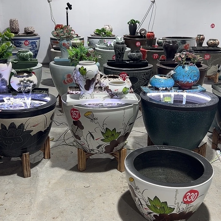 ****旧景德镇陶瓷鱼缸艺术直径62高度42