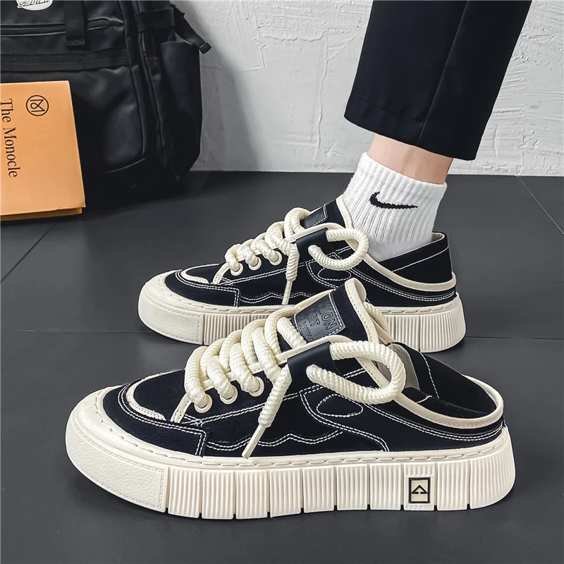 【超值捡漏】帆布男鞋夏季休闲鞋懒人无后跟半拖一脚蹬布鞋板鞋潮鞋