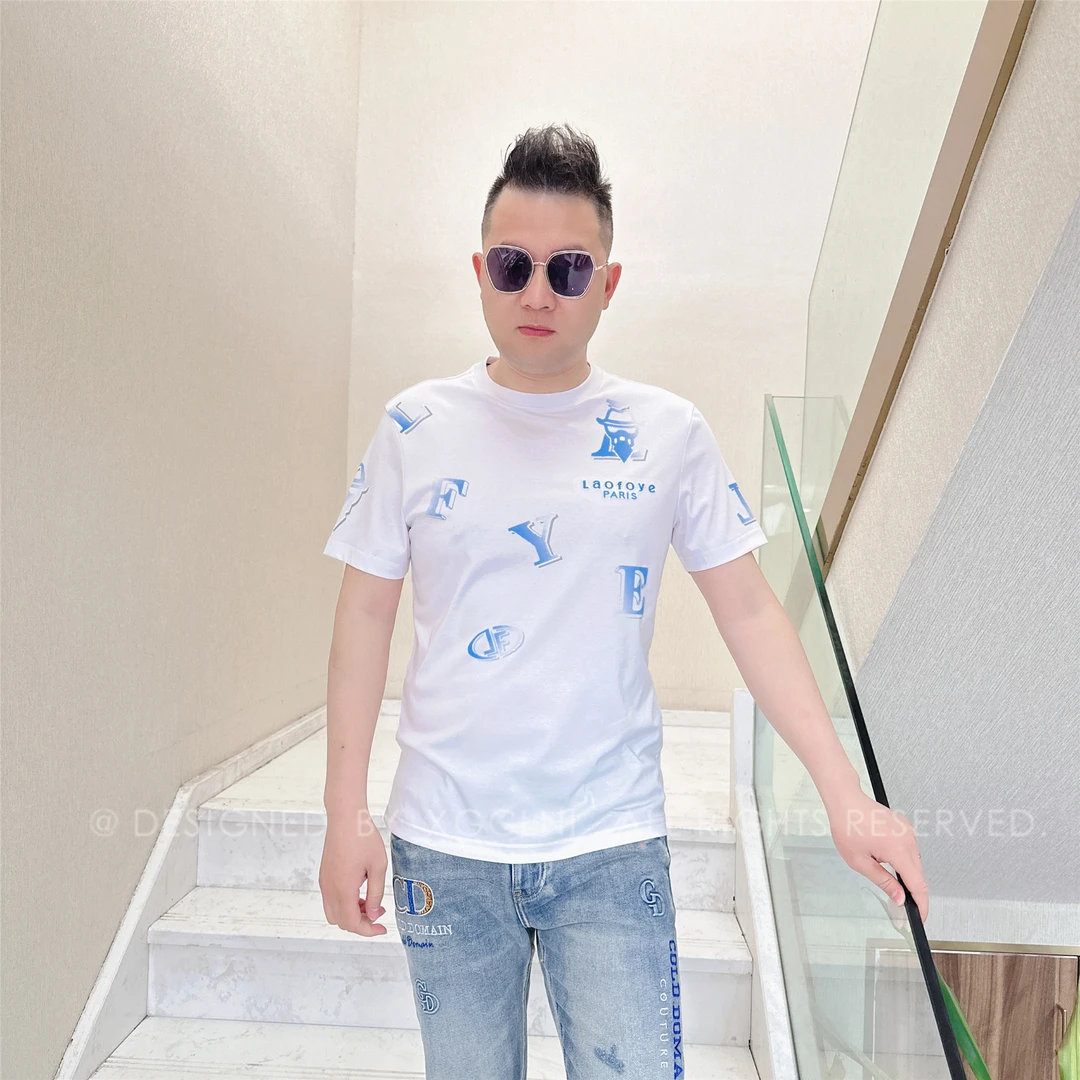 春夏款LAOFOYE分散大字母男士品质高端轻奢洋气上档次潮牌短袖t恤
