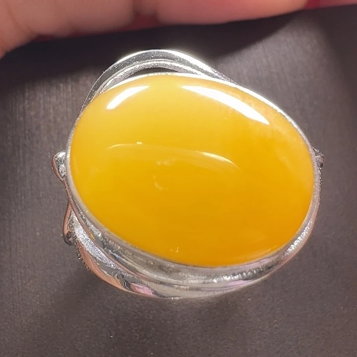 蜜蜡银S925镶嵌戒指戒指