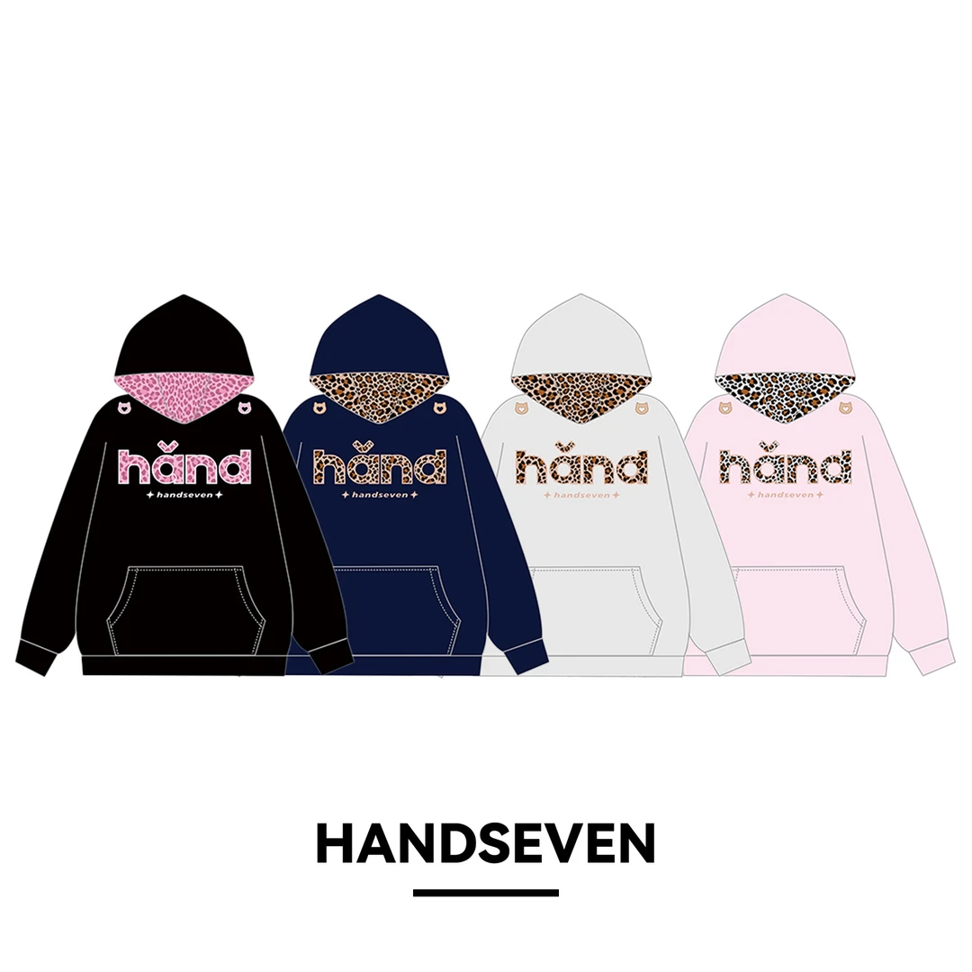 HandSeven秋冬毛绒刺绣豹纹重磅卫衣外套刺绣百搭休闲连帽卫衣ins