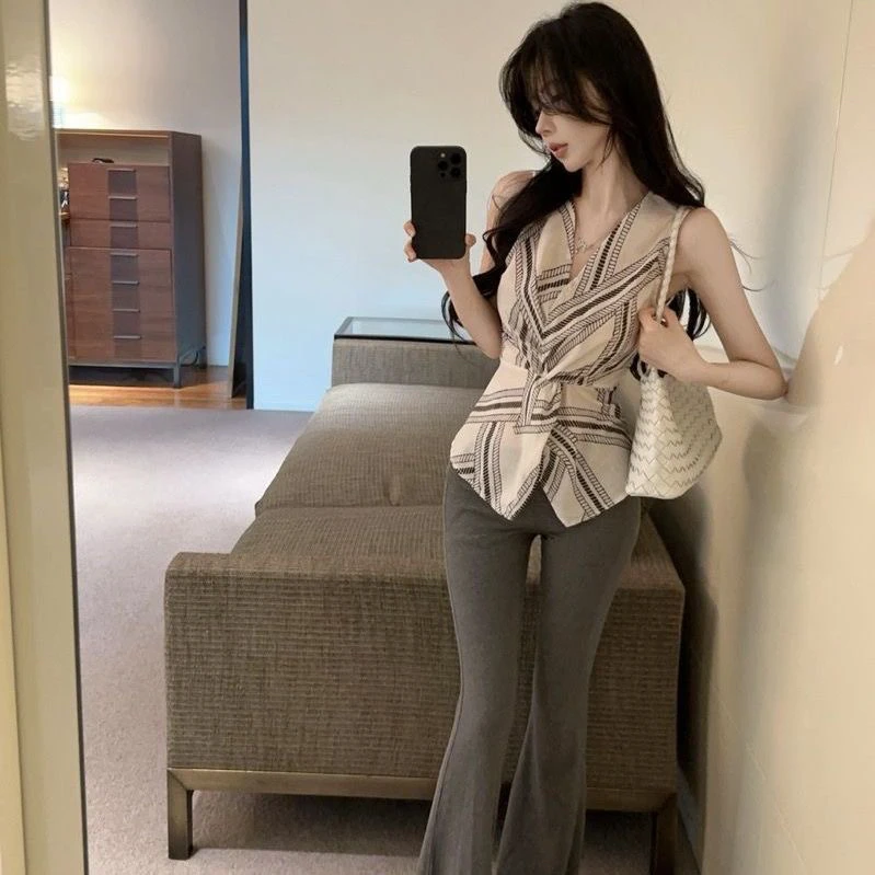 设计感老钱风亚麻气质扭结吊带背心上衣2025夏季新款外穿无袖女装