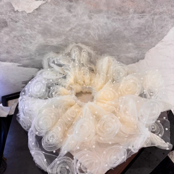 花花蕾丝白色发圈FQ214