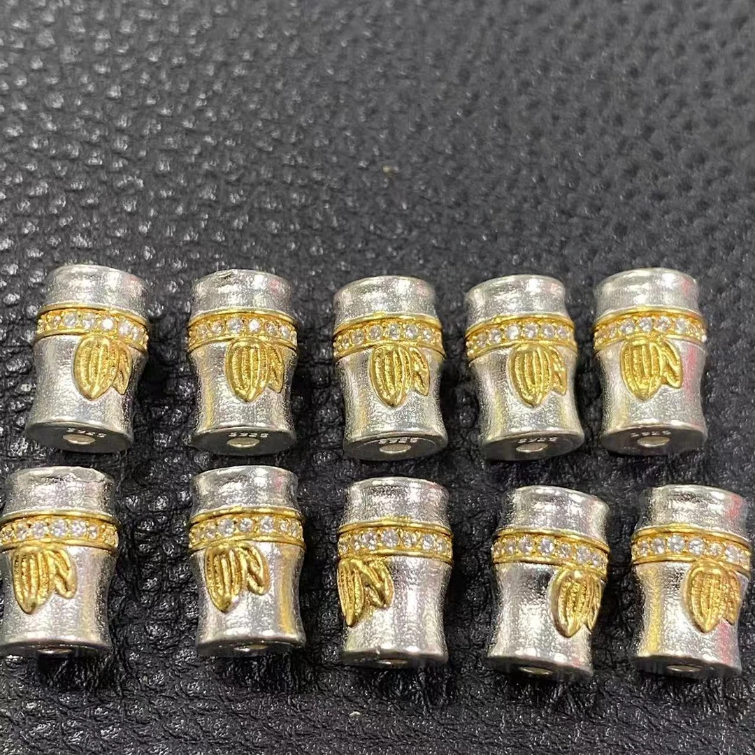 925银银制品 「戴琴珠宝」DQ5101-S925分金色竹节（多样性发一）