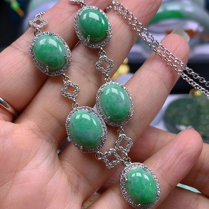 颈饰银S925镶嵌翡翠翡翠