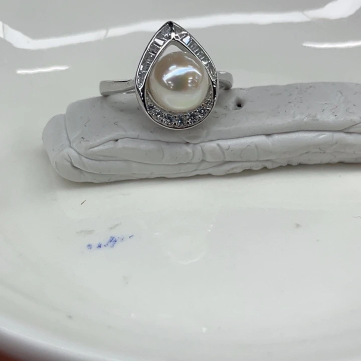 银S925镶嵌戒指海水珍珠