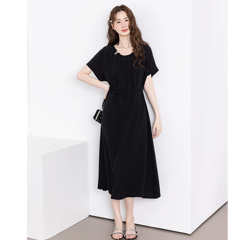 2025夏装新款法式气质高级感宽松遮肉显瘦百搭不过时长款连衣裙