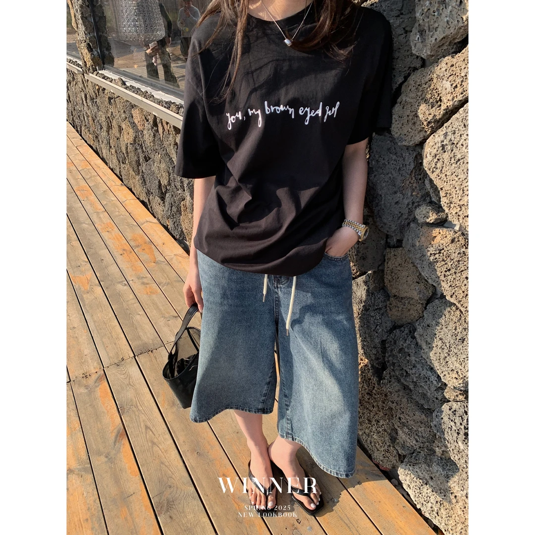 6696  宽松英文字母T恤  w