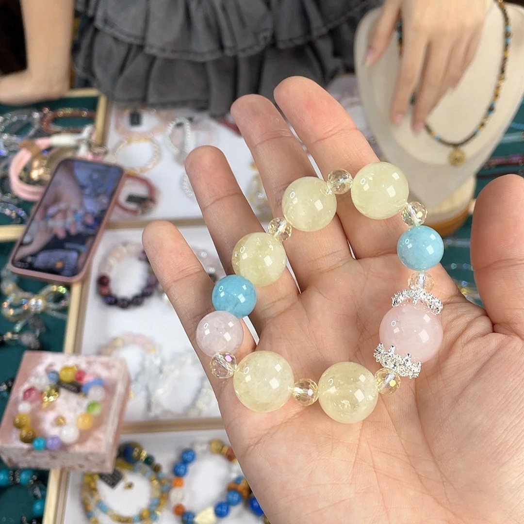 水晶手链银S925镀金镶嵌