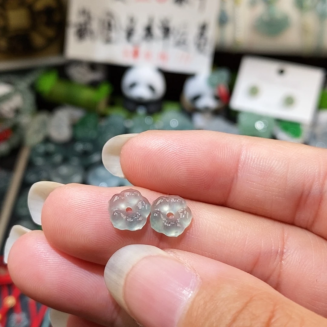 翡翠未镶嵌颈饰冰种小花一对福利