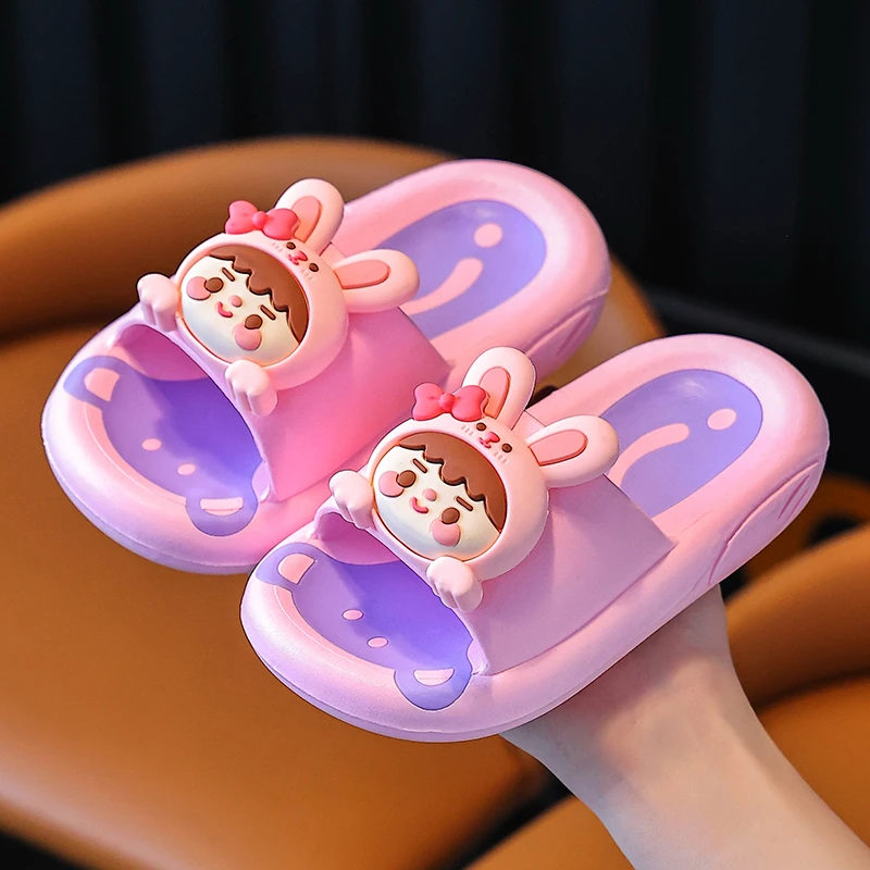 不限季节男夏季女一字拖拖鞋男童小童女童小孩亲子儿童软底厚底