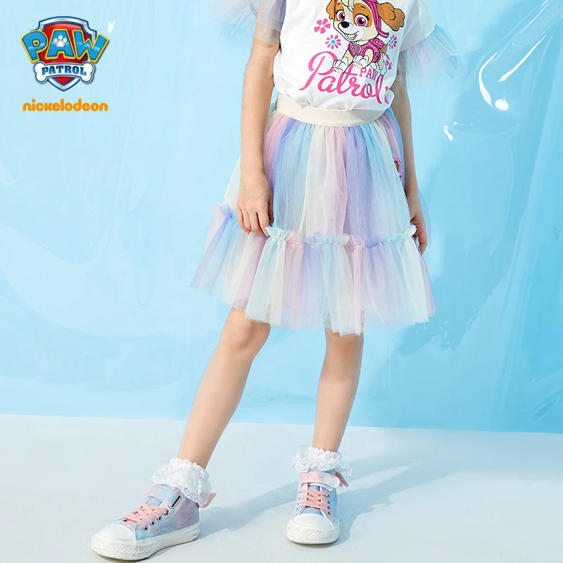 汪汪队女童短裙公主蓬蓬裙2024夏季新款女宝梦幻半身纱裙彩虹裙