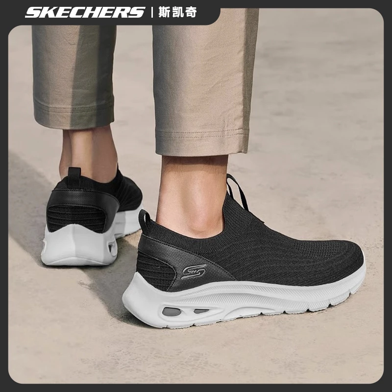 Skechers斯凯奇男鞋夏季透气绑带运动休闲鞋圆头厚底懒人鞋118076