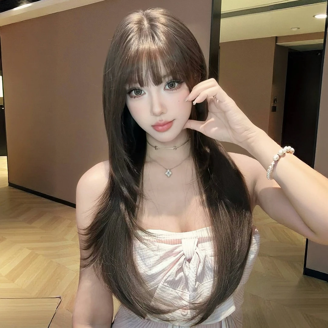 【崽甜】假发女长发蕾丝内扣长直发仿真发自然轻薄全头假发套