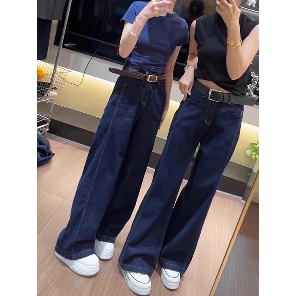 【小曹大码】高腰直筒牛仔裤宽松显瘦弹力拖地长裤-KXDM33171