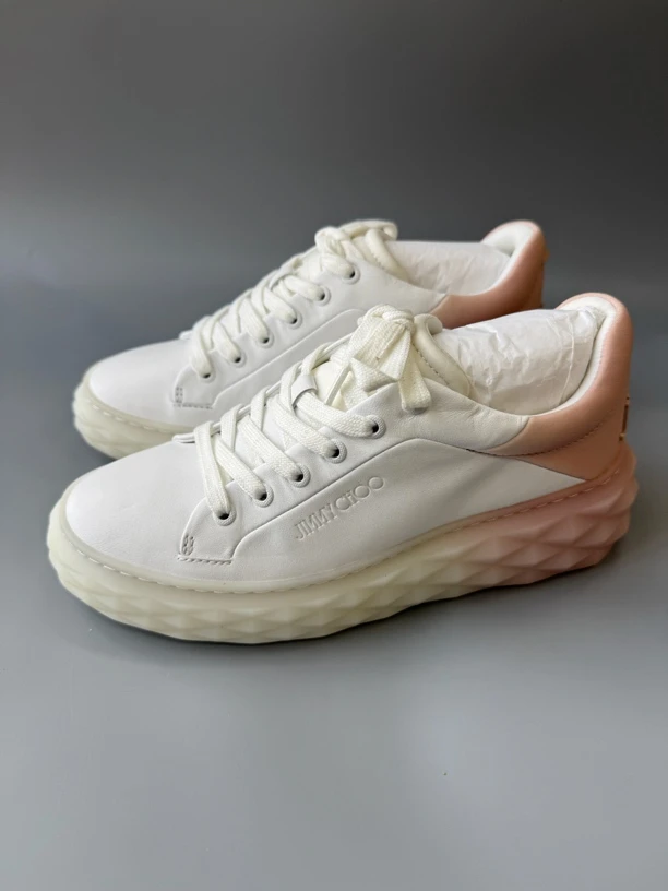 99新 JIMMY CHOO/吉米周 J13 板鞋系带后尾粉色渐变时尚休闲